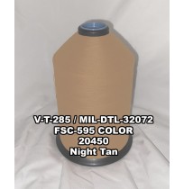 V-T-285F Polyester Thread, Type I, Tex 92, Size F, Color Night Tan 20450 