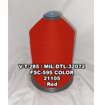 MIL-DTL-32072 Polyester Thread, Type I, Tex 23, Size A, Color Red 21105 
