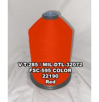 MIL-DTL-32072 Polyester Thread, Type I, Tex 92, Size F, Color Red 22190 