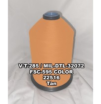 MIL-DTL-32072 Polyester Thread, Type I, Tex 92, Size F, Color Tan 22516 