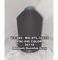 V-T-285F Polyester Thread, Type II, Tex 138, Size FF, Color Medium Gunship Gray 26118 