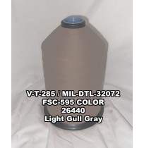 V-T-285F Polyester Thread, Type I, Tex 138, Size FF, Color Light Gull Gray 26440