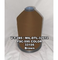 V-T-285F Polyester Thread, Type II, Tex 92, Size F, Color Brown 33105 