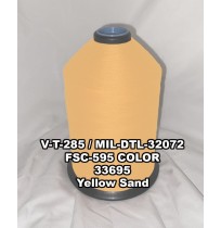 V-T-285F Polyester Thread, Type II, Tex 92, Size F, Color Yellow Sand 33695 