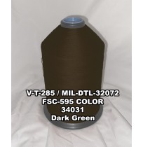V-T-285F Polyester Thread, Type I, Tex 69, Size E, Color Dark Green 34031 