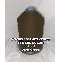 V-T-285F Polyester Thread, Type II, Tex 138, Size FF, Color Dark Green 34064