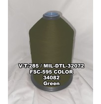 V-T-285F Polyester Thread, Type II, Tex 92, Size F, Color Green 34082 