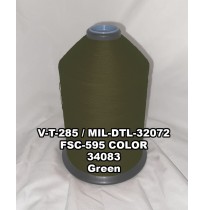 V-T-285F Polyester Thread, Type I, Tex 207, Size 3/C, Color Green 34083 