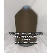 MIL-DTL-32072 Polyester Thread, Type I, Tex 207, Size 3/C, Color I. R. Dark Green 34086