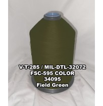 V-T-285F Polyester Thread, Type II, Tex 92, Size F, Color Field Green 34095 