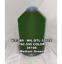 MIL-DTL-32072 Polyester Thread, Type I, Tex 23, Size A, Color Medium Green 34108 