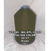 V-T-285F Polyester Thread, Type I, Tex 138, Size FF, Color Green 34127