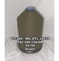 V-T-285F Polyester Thread, Type I, Tex 138, Size FF, Color Green 34159