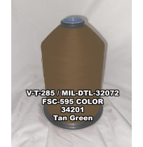 V-T-285F Polyester Thread, Type I, Tex 138, Size FF, Color Tan Green 34201 