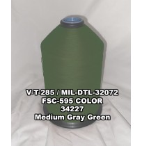 V-T-285F Polyester Thread, Type II, Tex 46, Size B, Color Medium Gray Green 34227 