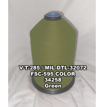 V-T-285F Polyester Thread, Type II, Tex 138, Size FF, Color Green 34258 