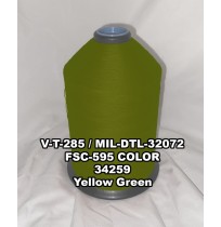 MIL-DTL-32072 Polyester Thread, Type I, Tex 207, Size 3/C, Color Yellow Green 34259 