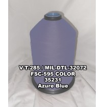 MIL-DTL-32072 Polyester Thread, Type I, Tex 46, Size B, Color Azure Blue 35231 