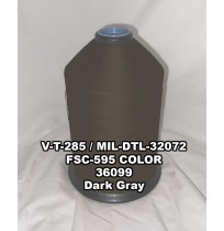 V-T-285F Polyester Thread, Type II, Tex 33, Size AA, Color Dark Gray 36099 