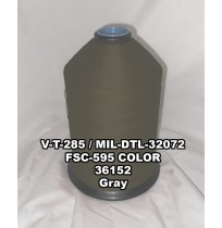 V-T-285F Polyester Thread, Type II, Tex 69, Size E, Color Gray 36152