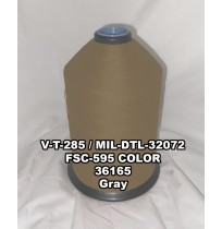 V-T-285F Polyester Thread, Type II, Tex 69, Size E, Color Gray 36165 