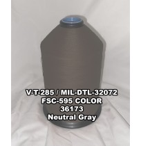 V-T-285F Polyester Thread, Type II, Tex 138, Size FF, Color Neutral Gray 36173