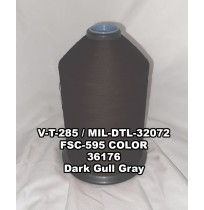V-T-285F Polyester Thread, Type I, Tex 138, Size FF, Color Dark Gull Gray 36176 