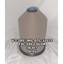 V-T-285F Polyester Thread, Type II, Tex 69, Size E, Color Gray 36307 