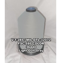 V-T-285F Polyester Thread, Type I, Tex 92, Size F, Color Light Gull Gray 36440 