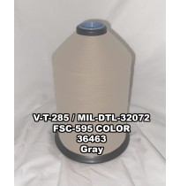 V-T-285F Polyester Thread, Type II, Tex 92, Size F, Color Gray 36463 