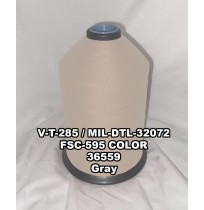 V-T-285F Polyester Thread, Type I, Tex 138, Size FF, Color Gray 36559 