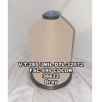 V-T-285F Polyester Thread, Type I, Tex 69, Size E, Color Gray 36622 