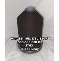 V-T-285F Polyester Thread, Type I, Tex 554, Size 8/C, Color Black Gray 37031 