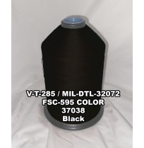 MIL-DTL-32072 Polyester Thread, Type II, Tex 554, Size 8/C, Color Black 37038