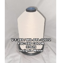V-T-285F Polyester Thread, Type I, Tex 33, Size AA, Color Insignia White 37925 